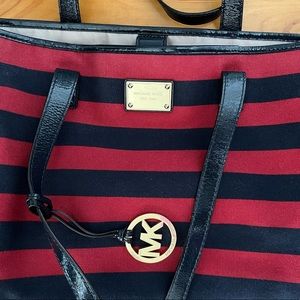 Michael Kors Red Blue Striped Bag